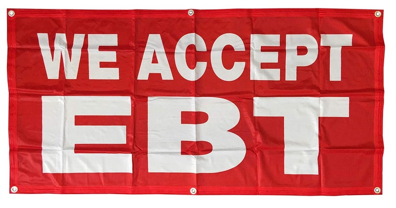 4Less 2x4 Ft WE Accept EBT Banner Vinyl Alternative Sign rb Fabric - Image 1